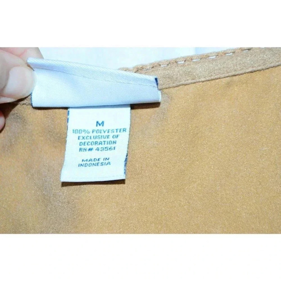 Baby and Me Tan Soft Polyester Tie Back Blouse M - Picture 4 of 6